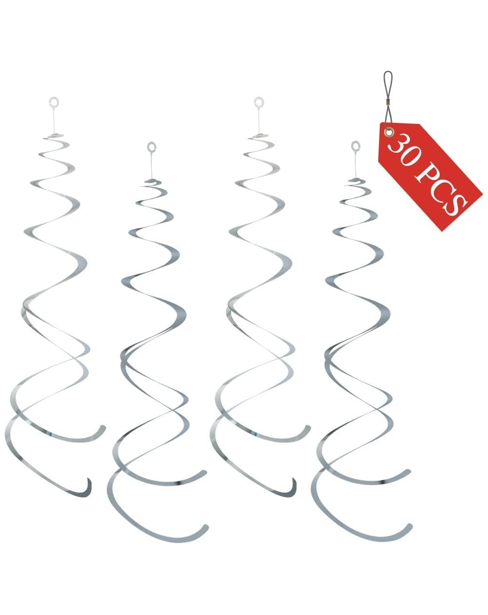 Banners & Garlands Hanging Swirl Silver Party Spiral Swirl Decorations foil Dangling whirls Ceiling Decoration-Holiday Celebr...
