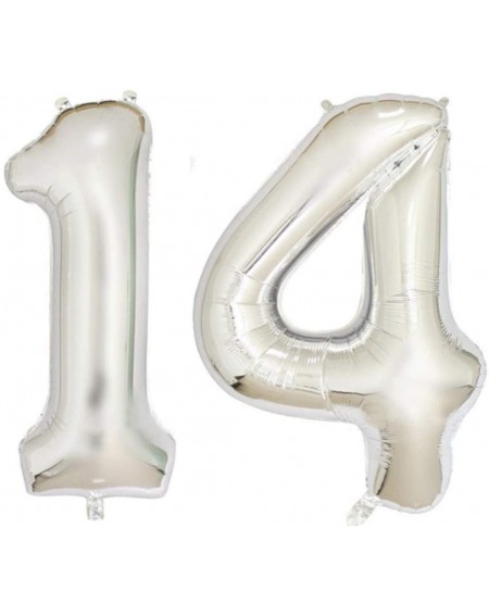 Balloons 40 Inch Giant 14th Silver Number Balloons-Birthday/Party balloons - Silver Number 14 - CI180E64CDD $21.46