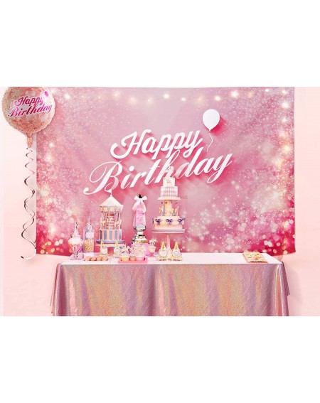Balloons 18" Pink Birthday Balloons Flower Pattern- Self Seal Mylar Foil Happy Birthday Balloons for Birthday Party Girls/Wom...