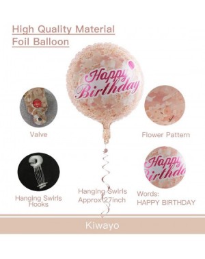 Balloons 18" Pink Birthday Balloons Flower Pattern- Self Seal Mylar Foil Happy Birthday Balloons for Birthday Party Girls/Wom...