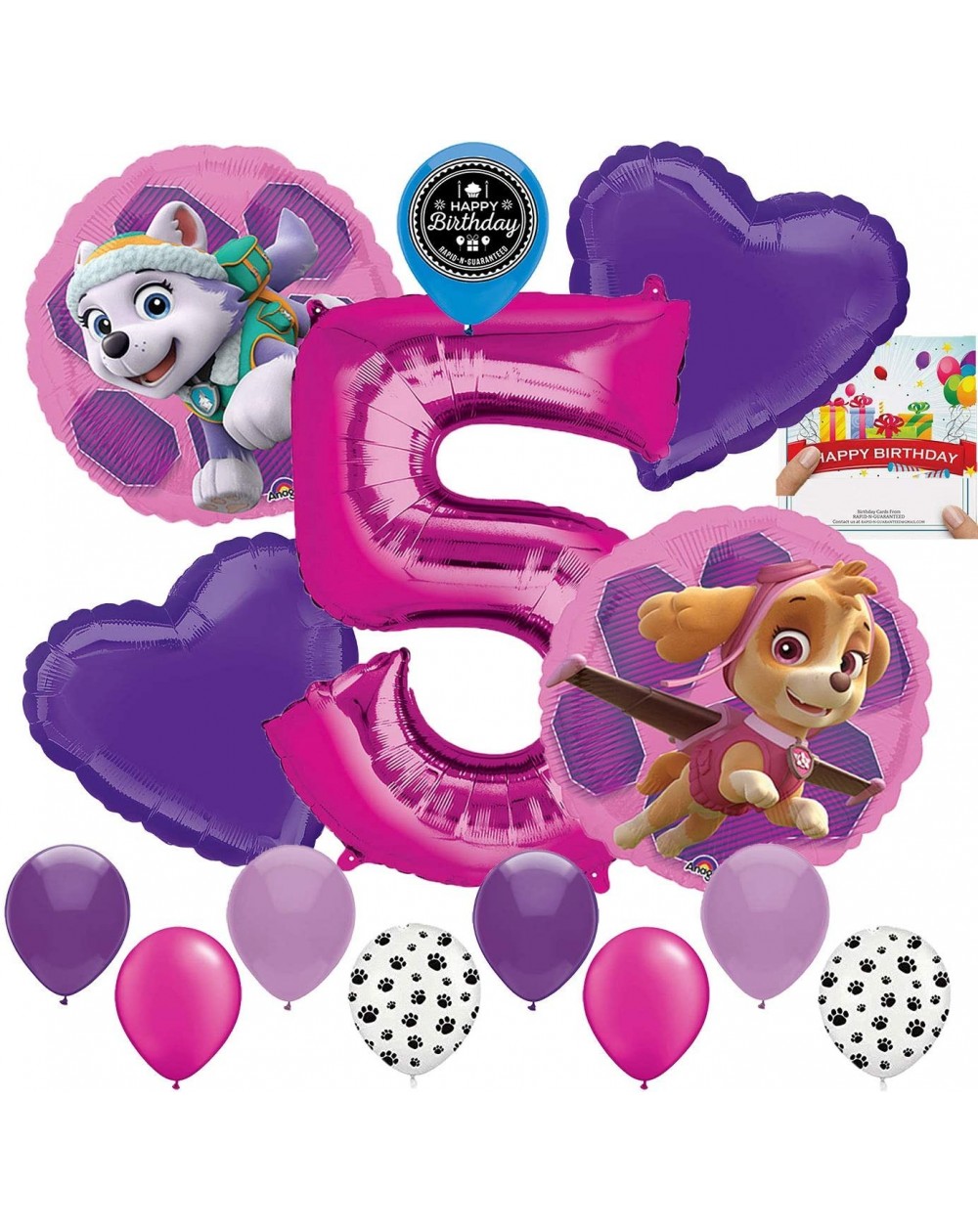 Balloons Paw Patrol Party Supplies Girls Balloon Decoration Bundle for 5th Birthday - C319298RKZK $13.55