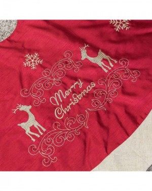 Tree Skirts 56 inch Large Christmas Tree Skirt-Red Merry Christmas Deer Snowflake Luxury Embrodered Christmas Decoration - Me...