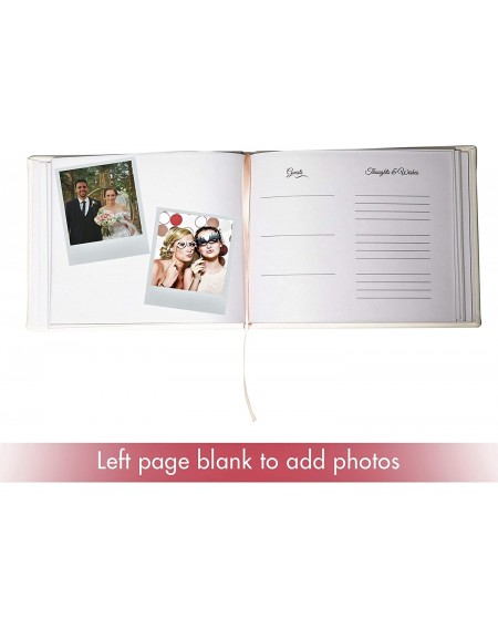 Guestbooks Wedding Guest Book- 100 pages 50 Blank for Polaroid Photos- Hardbound White Faux Leather Rose Gold Foil Stamped Co...
