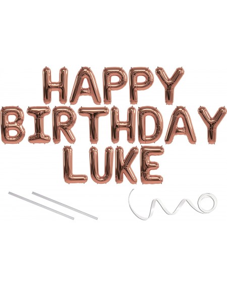 Balloons Luke- Happy Birthday Mylar Balloon Banner - Rose Gold - 16 inch Letters. Includes 2 Straws for Inflating- String for...
