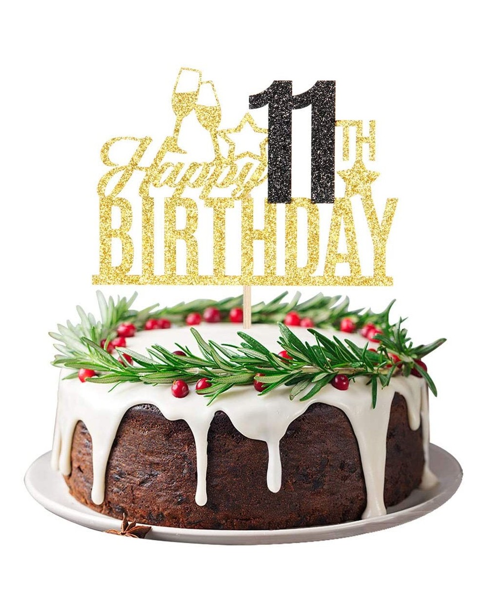 Cake & Cupcake Toppers Happy 11th Birthday Cake Topper - Eleven-year-old Cake Topper- Kid's 11th Birthday Cake Decoration- 11...