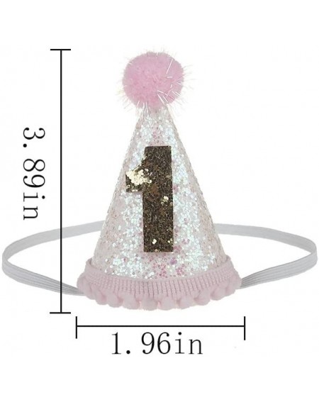 Party Hats Glitter Dog First Birthday Cone Hat Mini Doggy Cat Kitty Birthday Party Hats - Mint Gold 1 - CH1803D0M7C $10.44