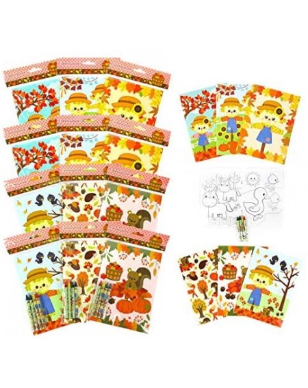 Party Favors Fall Harvest Thanksgiving Coloring Book Set for Kids Party Favors with 12 Coloring Books and 48 Crayons Autumn B...