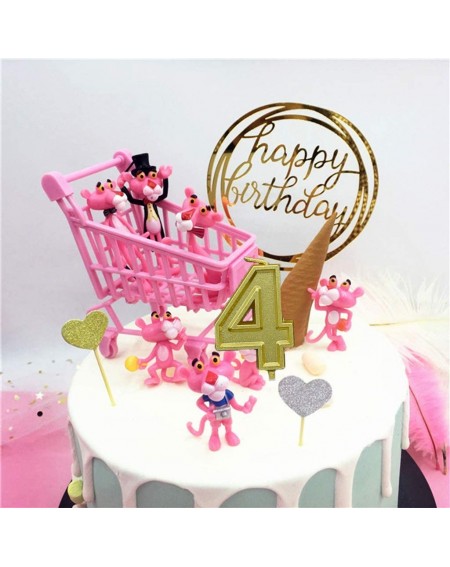 Birthday Candles Birthday Candles Wedding Anniversary Celebration Party Number Cake Candle with Hppy Birthday Ins Topper (Gol...