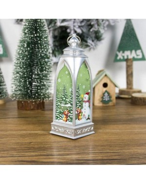 Snow Globes Christmas Lanterns Rustic Battery Operated Santa Claus Wind Lamp Decor Pendant Ornament 2PCS (Silver Elk- Silver ...