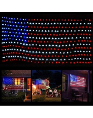 Outdoor String Lights American Flag LED Lights with Super Bright String Lamps- 6.6 x 3.3 ft Waterproof USA Flag Net Lights- O...