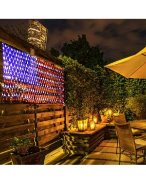 Outdoor String Lights American Flag LED Lights with Super Bright String Lamps- 6.6 x 3.3 ft Waterproof USA Flag Net Lights- O...