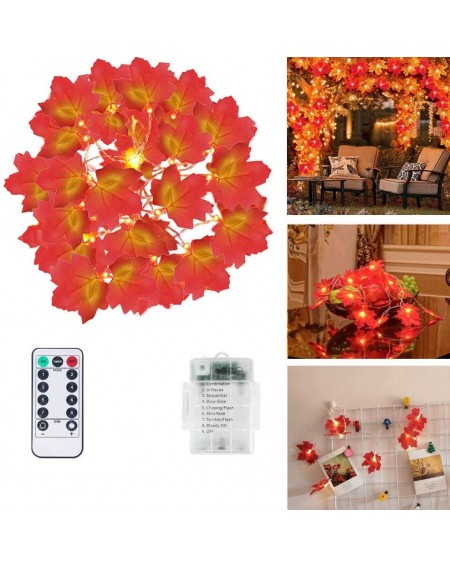 Indoor String Lights Fall Maple Leaf LED String Lights with Remote- 20 ft 40 LED Thanksgiving Decorations Fall Garland Lights...
