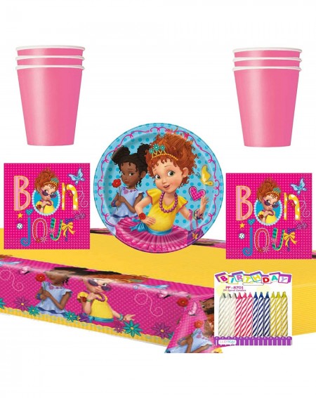 Party Packs Fancy Nancy Party Supplies Pack Serves 16 7" Plates Beverage Napkins Cups and Table Cover with Birthday Candles (...
