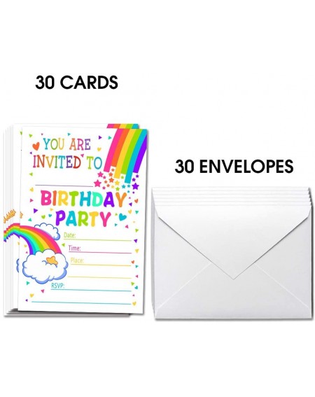 Invitations Rainbow Happy Birthday Party Invitations with Envelopes - Colorful Invitation for Kids Party - 30 Cards With Enve...