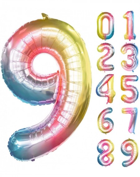 Balloons 40 Inch Pastel Number Balloon- Foil Balloons Numbers 9- Rainbow Number 9 Balloon for Birthday Party Decoration Suppl...