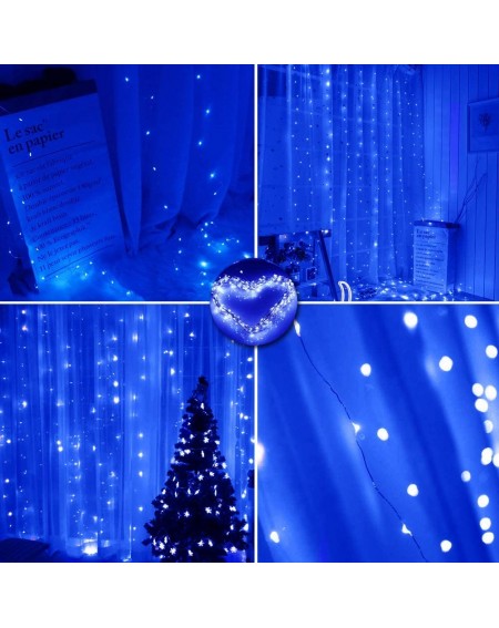 Indoor String Lights 8 Modes Copper Curtain Lights Backdrop Window Lights- 300 LED Copper Wire Timer Dimmable Starry Twinkle ...