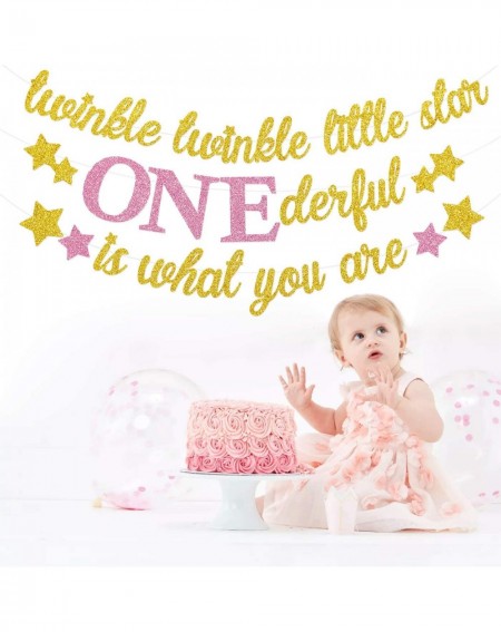 Banners Twinkle Twinkle Little Star Banner Girl 1st Birthday Party Decor - CY18CL3S8GG $22.70