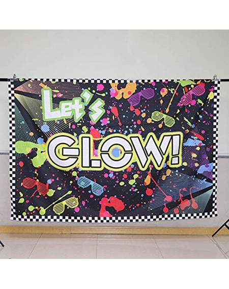 Photobooth Props 7x5ft Fabric Let's Glow in The Dark Theme Backdrop Decorations for Adult Neon Birthday Party Supplies Teen T...