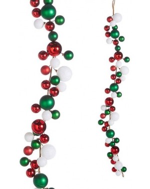 Garlands MarBright 4' Red- Green and White Ball Garland - C6196MQZSLM $40.29