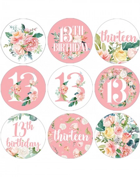 Favors Pink Floral 13th Birthday Party Favor Stickers - 180 Labels - CV18MC7S5GG $10.43