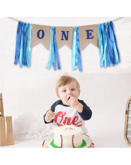 Banners 1st Birthday Decorations-Baby Boy's First Birthday Banner-Burlap Highchair Banner for 1st Birthday boy Decorations (B...