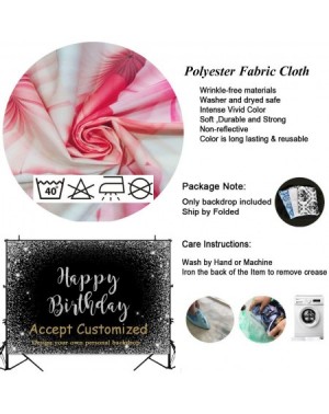 Photobooth Props 7x5ft Fabric Happy Birthday Backdrop Black Silver Decoration Backdrops for Women Men 30th 40th 50th 60th Bir...