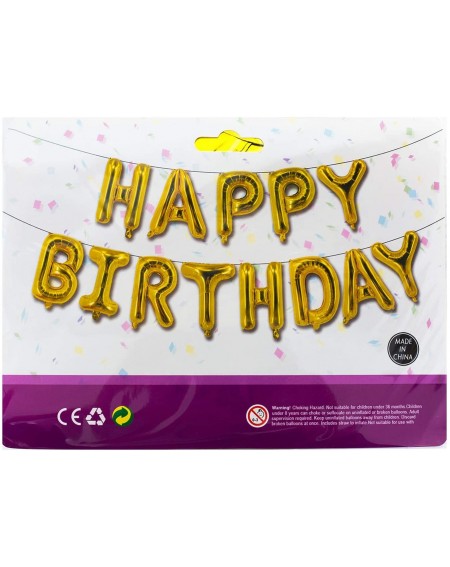 Banners & Garlands Happy Birthday Balloons Banner -Gold - Gold - CF199G38GY6 $10.40