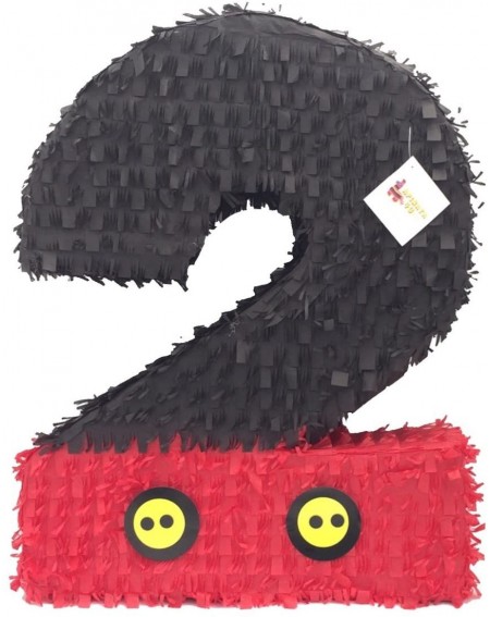 Piñatas Black & Red Number Two Pinata 23" Tall Yellow Buttons - CV18EI3AG27 $72.17