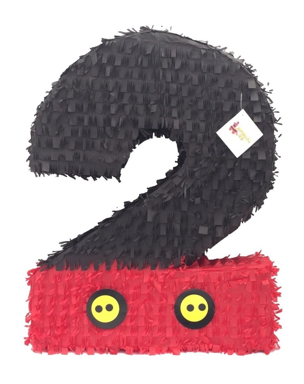 Piñatas Black & Red Number Two Pinata 23" Tall Yellow Buttons - CV18EI3AG27 $32.72