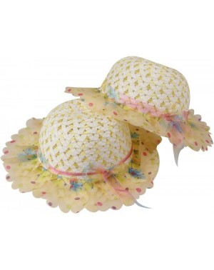 Party Hats Girls Sunflower Straw Tea Party Hat Set (8 Pcs- Assorted Colors) - CP17YAQKCLL $19.36
