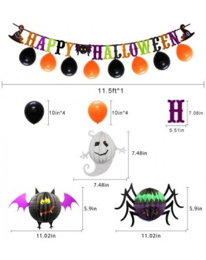 Tissue Pom Poms Halloween Party Decoration Supplies Include Happy Halloween Banner Party Balloons Spider Ghost Bat Honeycomb ...