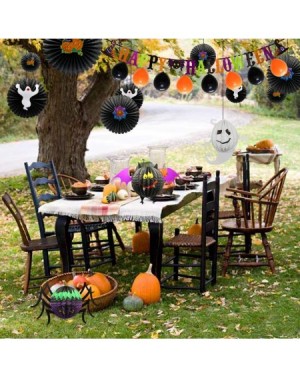 Tissue Pom Poms Halloween Party Decoration Supplies Include Happy Halloween Banner Party Balloons Spider Ghost Bat Honeycomb ...