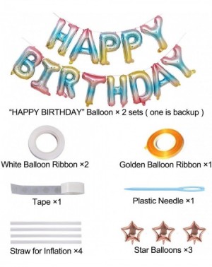 Banners Happy Birthday Banner Balloon 16 Inch Medium-sized 3D Mylar Foil Letters Inflatable Easy to Hang or Stick Party Decor...
