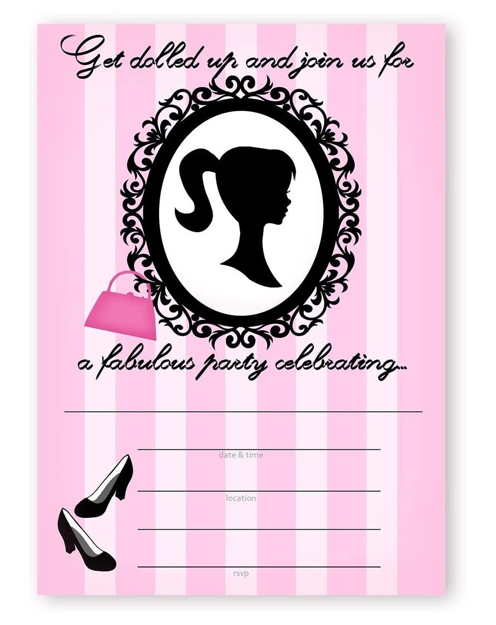 Invitations Glamour Girl Party Large Invitations - 10 Invitations + 10 Envelopes - CS12FHI4KN9 $7.73