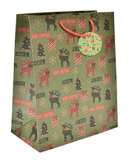 Party Favors 24 Large Brown Christmas Kraft Gift Bags Reusable Bulk Variety Set Assortment with Handles & Coordinating Gift T...