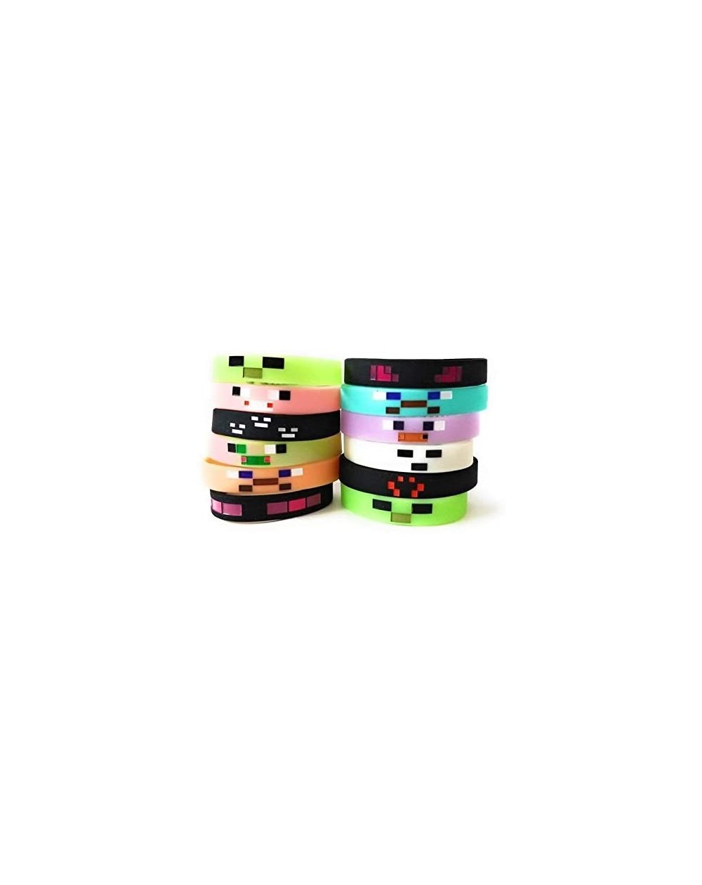 Party Favors MINING PIXELATED GLOW IN THE DARK Bracelets Wristbands Kids Birthday Party Favors Supplies Video Game (12 pack) ...