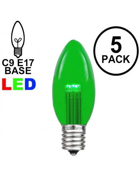 Outdoor String Lights 5 Pack C9 LED Outdoor String Light Patio Christmas Replacement Bulbs- Green- C9/E17 Base.75 Watt - Gree...