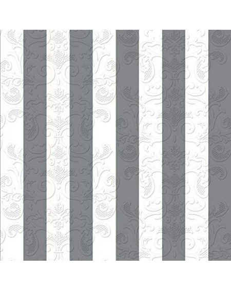 Decorative Pattern Paper Lunch Napkins - Stripes of Silver- 20 Count- 6.5 inch - Stripes of Silver - CR18L3GZ3S2