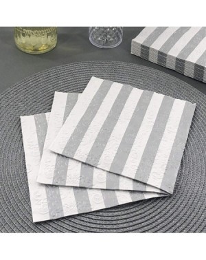 Tableware Decorative Pattern Paper Lunch Napkins - Stripes of Silver- 20 Count- 6.5 inch - Stripes of Silver - CR18L3GZ3S2 $7.79