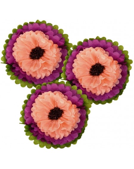 Tissue Pom Poms Tissue Paper Flower Pom Poms (10inch- Set of 3) - Color Combination Raspberry Peach Chocolate - Raspberry Pea...