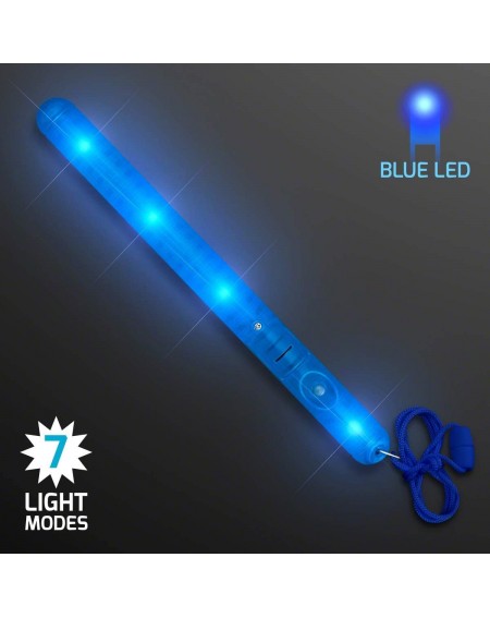 Favors Blue Flashing LED Light Stick Patrol Wand on Breakaway Lanyard Necklace - CF182GW9E0U $9.95