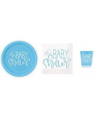 Party Packs Baby Shower Deluxe Party Pack Serves 16 Plates Cups & Napkins (Blue Hearts) - Blue Hearts Simple - CS18R6WR4TT $1...