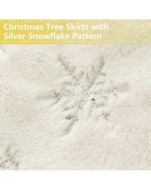Tree Skirts 48 Inches Christmas Tree Skirt- Plush Luxury Faux Fur Xmas Tree Mat- Snowy Sequin Pattern Christmas Skirt for Xma...