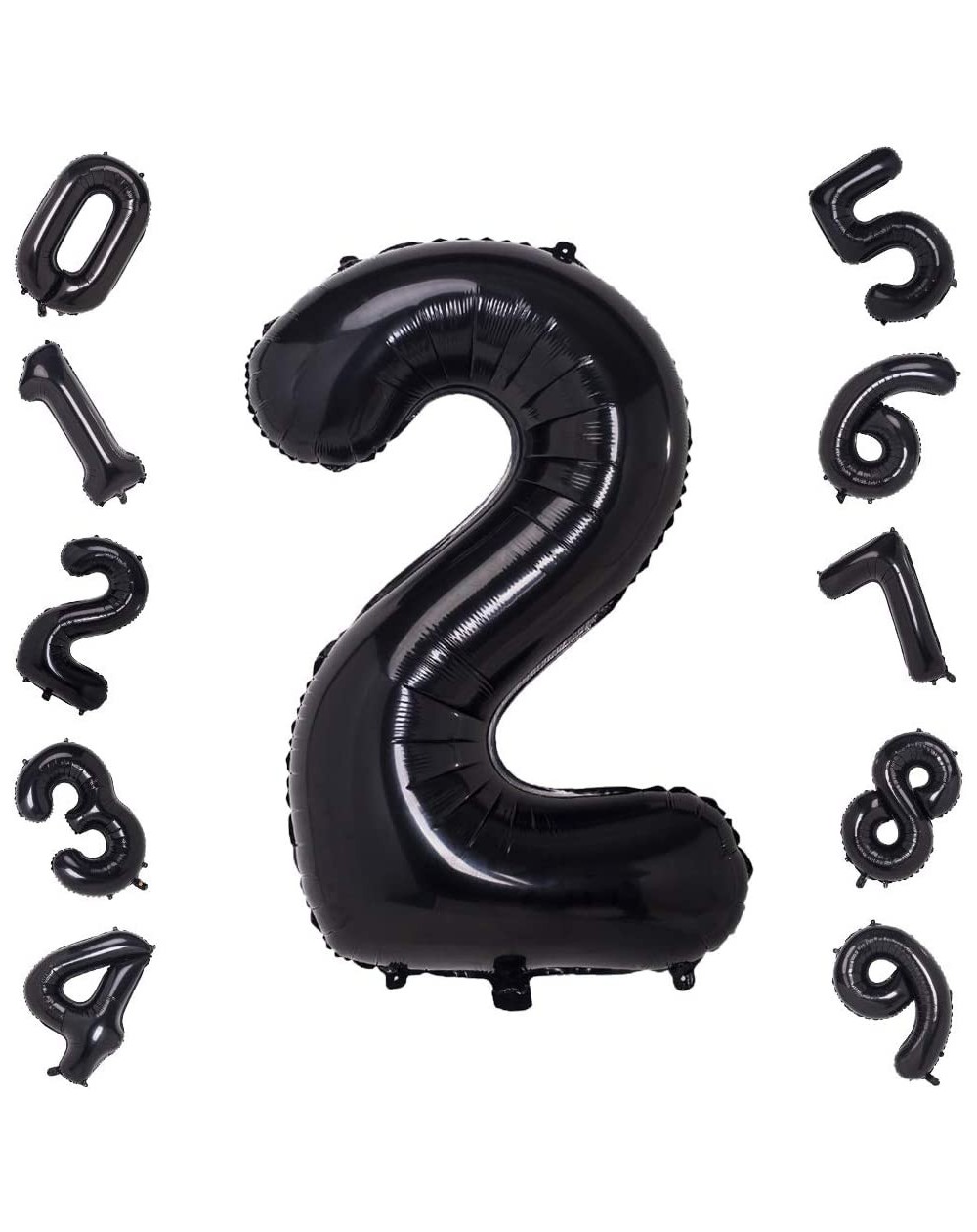 Balloons 40 Inch Black Big Number 2 Balloon Birthday Party Decorations Helium Foil Mylar Number Balloon Digital 2 - Black 2 -...