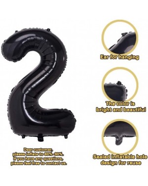 Balloons 40 Inch Black Big Number 2 Balloon Birthday Party Decorations Helium Foil Mylar Number Balloon Digital 2 - Black 2 -...