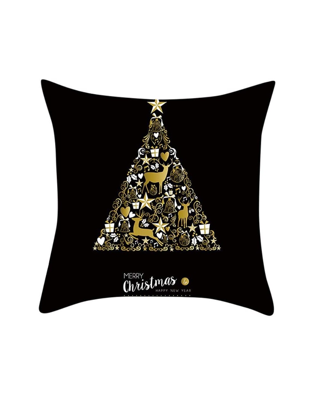 Swags Christmas Decor Christmas Golden Elk Gift Print Peach Suede Pillowcase Sofa Cushion Cover- Christmas Ornaments Advent C...