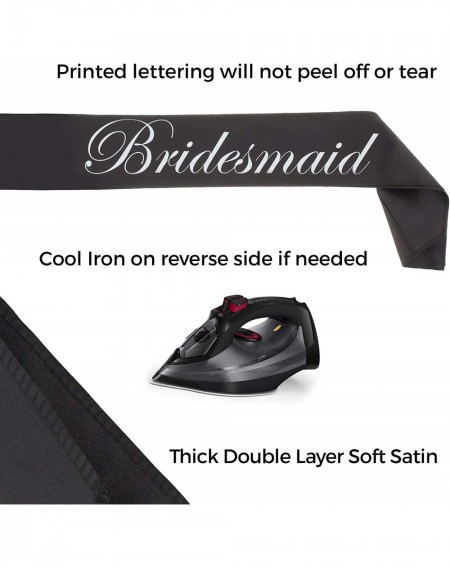 Adult Novelty Bridesmaid Double Layer Sash Set- Black Satin Bridal Shower Bachelorette Party Accessories Sashes (Bridesmaid- ...