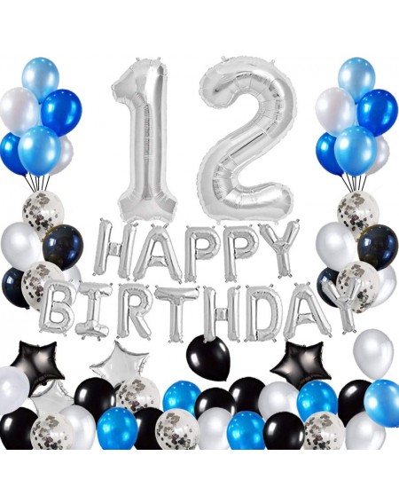 Balloons 12nd birthday Decorations Birthday Party Supplies Set- Foil Happy Birthday Banner Foil Balloons Number 12 and Star S...
