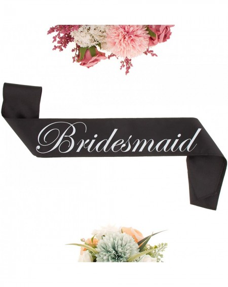 Adult Novelty Bridesmaid Double Layer Sash Set- Black Satin Bridal Shower Bachelorette Party Accessories Sashes (Bridesmaid- ...