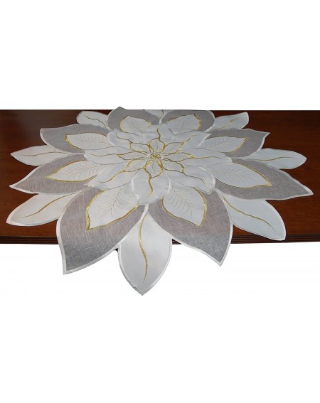 Centerpieces Embroidered Holiday Table Topper (33.5" x 33.5"- White) Poinsettia - White Poinsettia - C6182OEZN5T $35.79